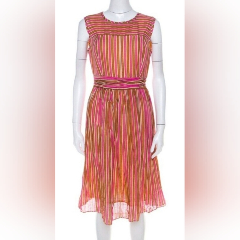 NEW Tory Burch Hildy Women's Dress A Line Dress Summer Striped Linen Silk 6 US